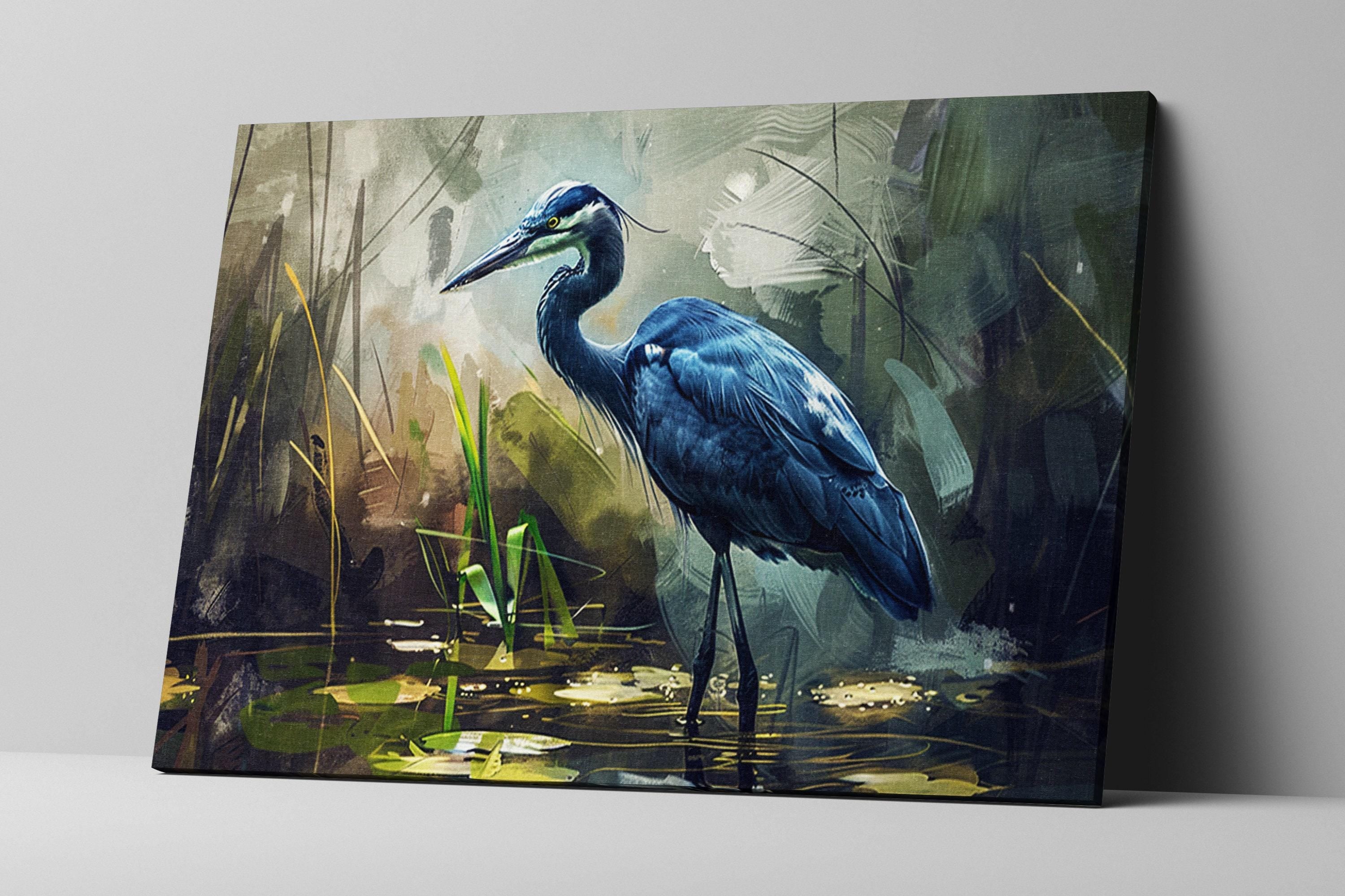 Blue Heron Canvas – Large Gallery Wrapped Wildlife Art Print on Artist Grade Canvas