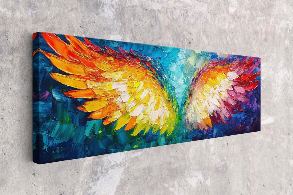 Angel Wings Wall Art - Panoramic Gallery Wrapped Canvas | Framed or Unframed Large Spiritual Decor