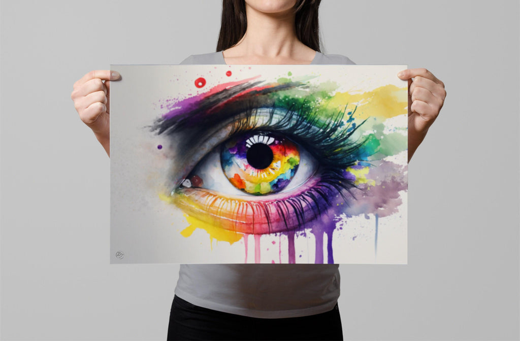 Surreal Eye: Watercolor Wall Art Print, Giclee Print on Canvas, Artist Paper, Watercolor Paper, Available in Extra Large Sizes