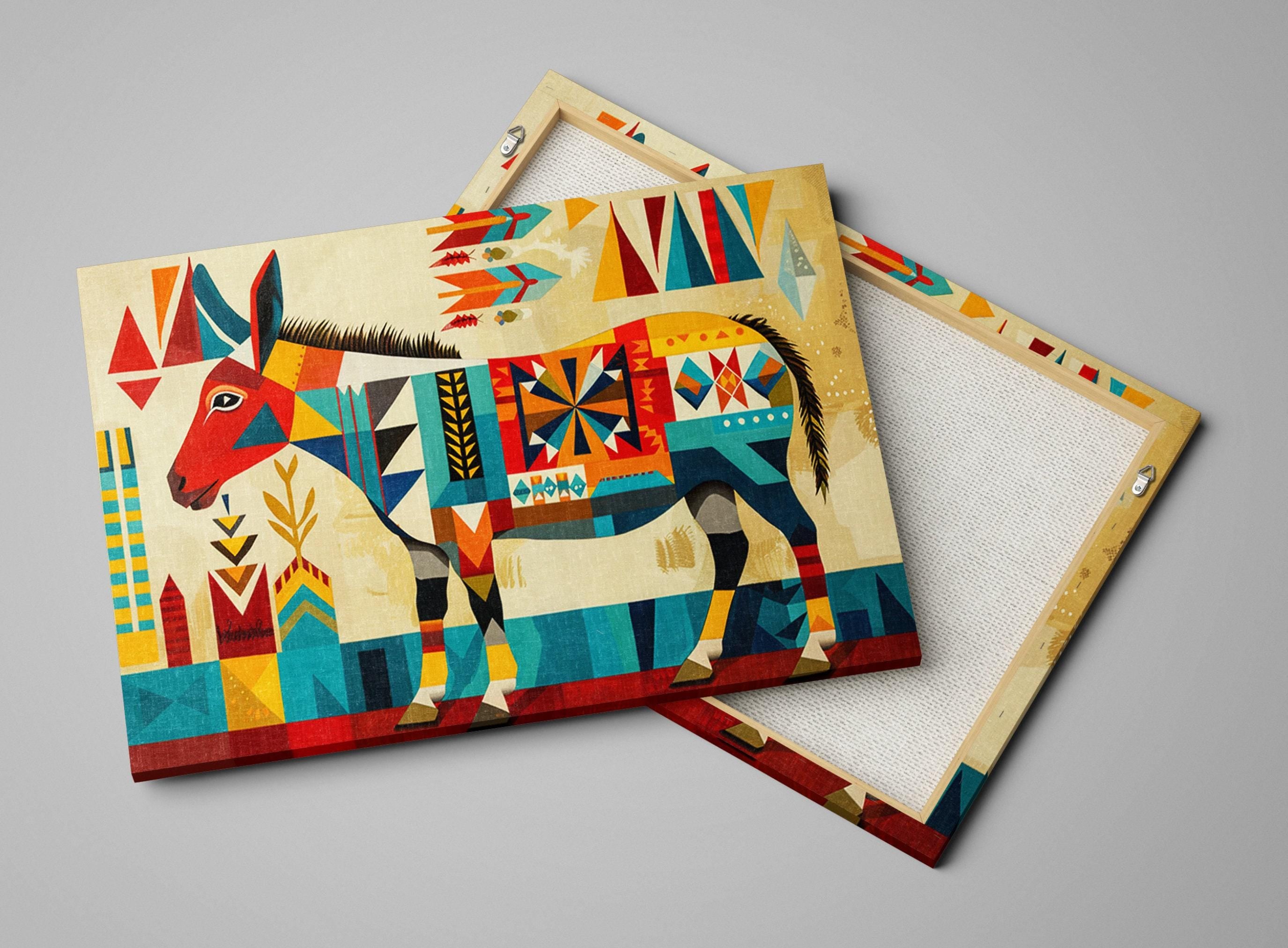 Southwest Donkey Art – Large Canvas Print on Gallery Wrapped Canvas, Ready to Hang