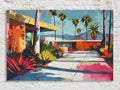 Palm Springs Wall Art – Vintage Mid-Century Modern Large Canvas Painting, Ready to Hang