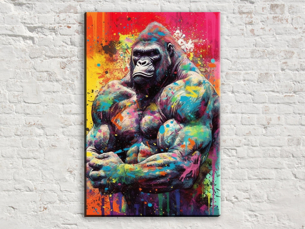Muscle Gorilla Art – Vibrant Gym Wall Art Canvas | Gallery Wrapped, Ready to Hang