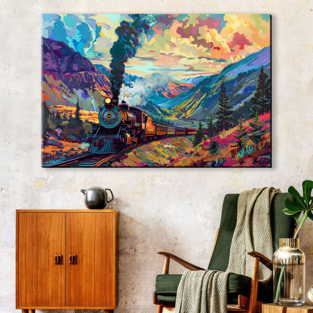 Train Wall Decor | Large Canvas Prints of Classic Train Scene with Durable UV Coating