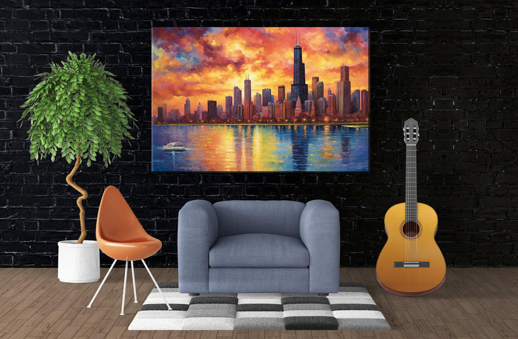 Chicago Skyline Canvas – Large Canvas Art | Urban Wall Decor & Modern Chicago Painting