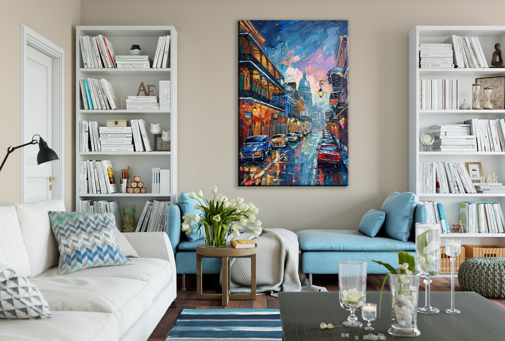 New Orleans Wall Art – Vintage Canvas Art, Gallery Wrapped Sunset Cityscape Print