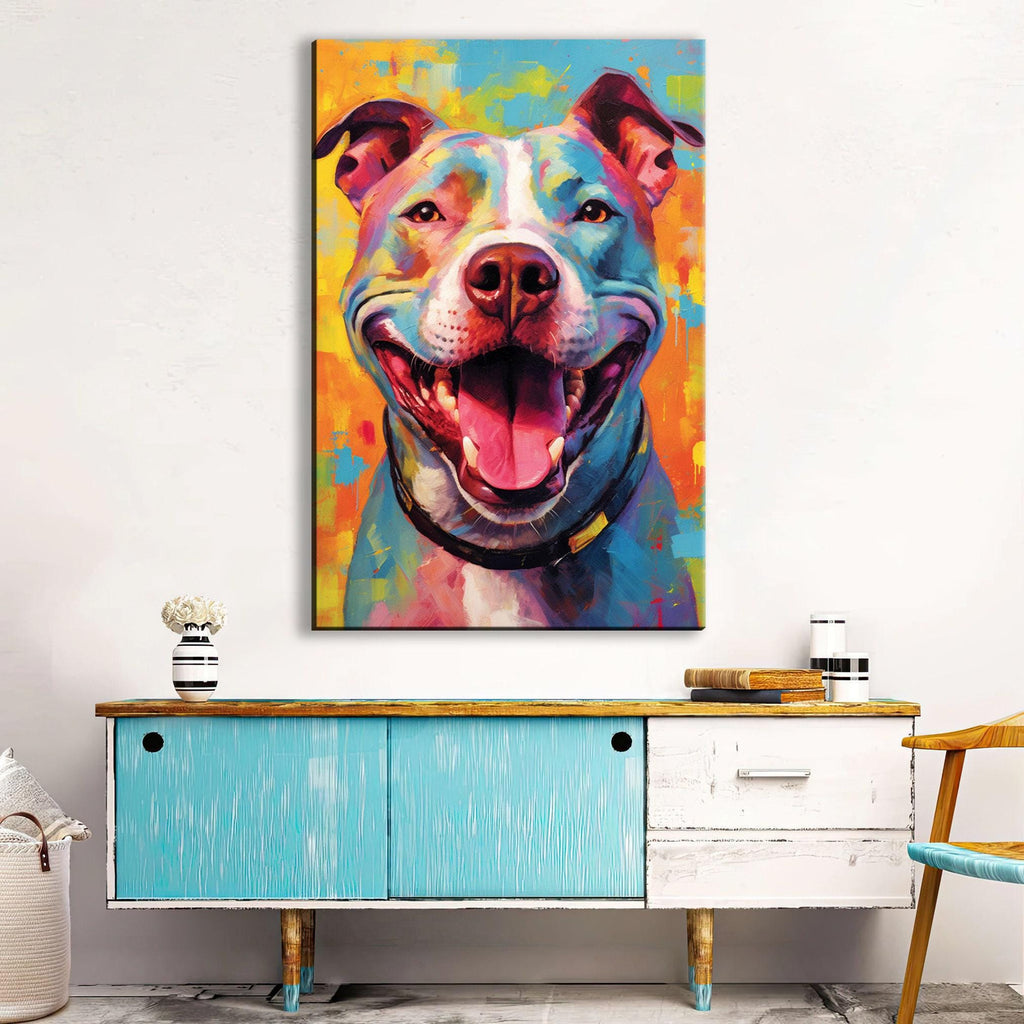 Pitbull Dog Canvas - Large Canvas Print With Vibrant Pop Art Dog Wall Art