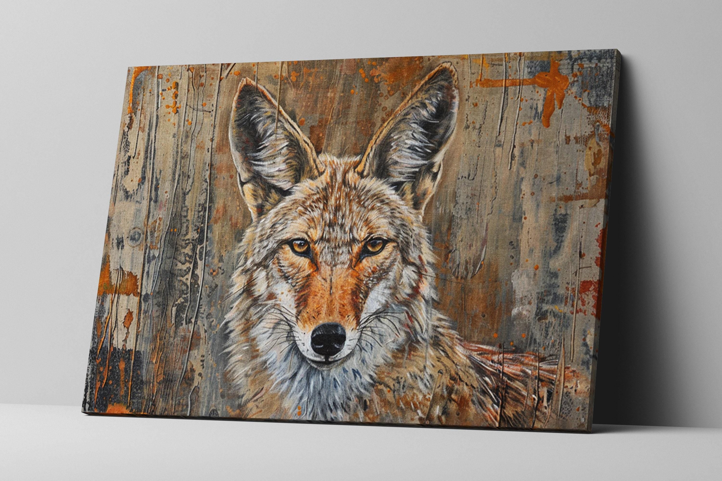 Western Texas Coyote Art | Large Canvas Art - Gallery Wrapped Canvas Ready to Hang