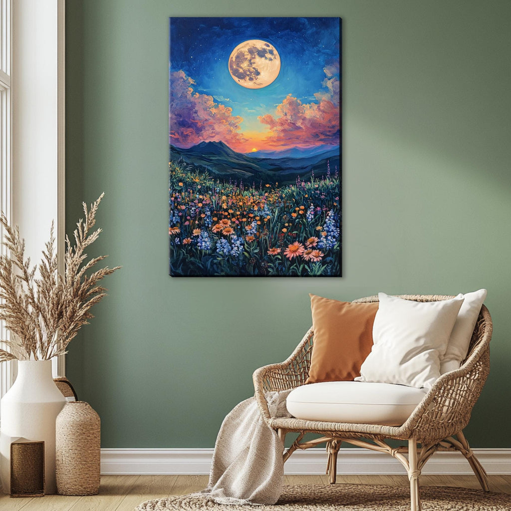 a room with a chair and a painting on the wall