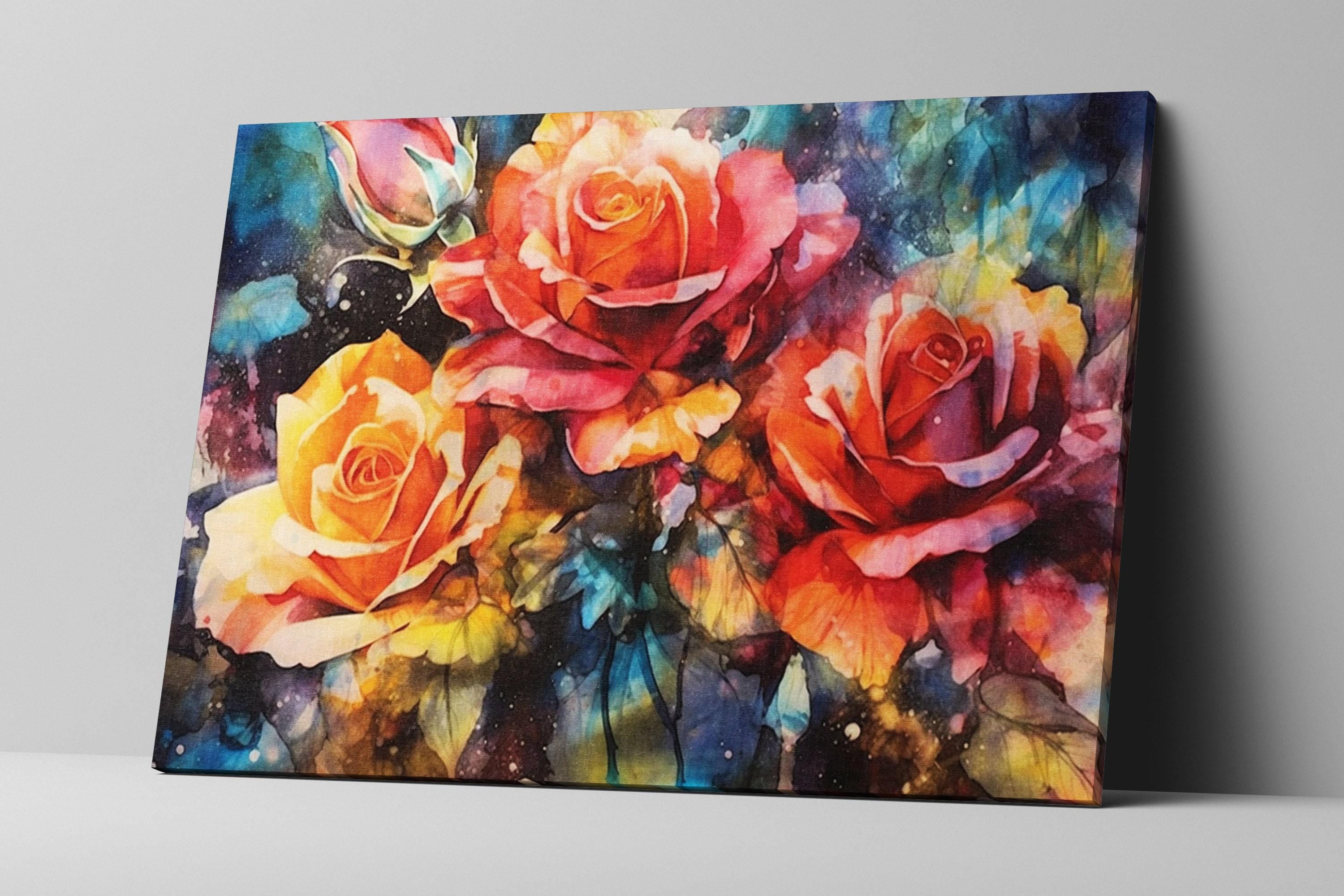Yellow Orange Roses Art - Large Canvas Wall Art | Vibrant Floral Artwork