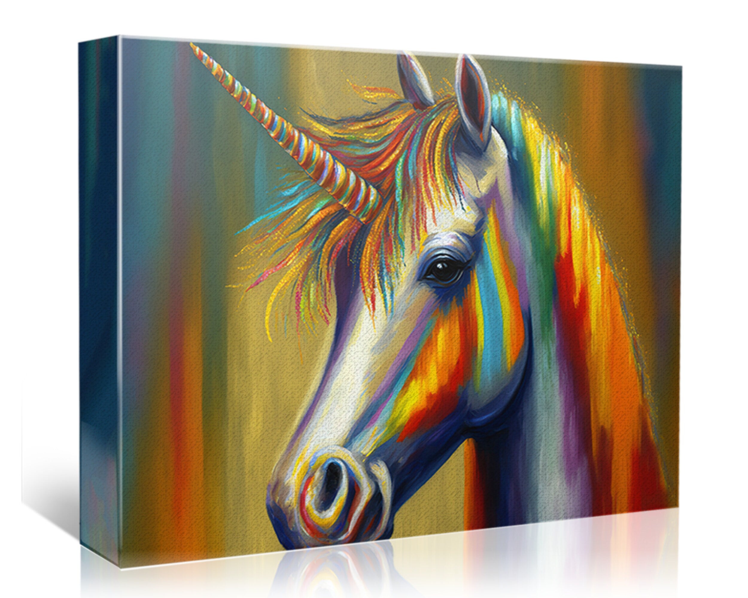 Unicorn Canvas Art – Colorful Kids Room Art With Vibrant Giclee Canvas Print