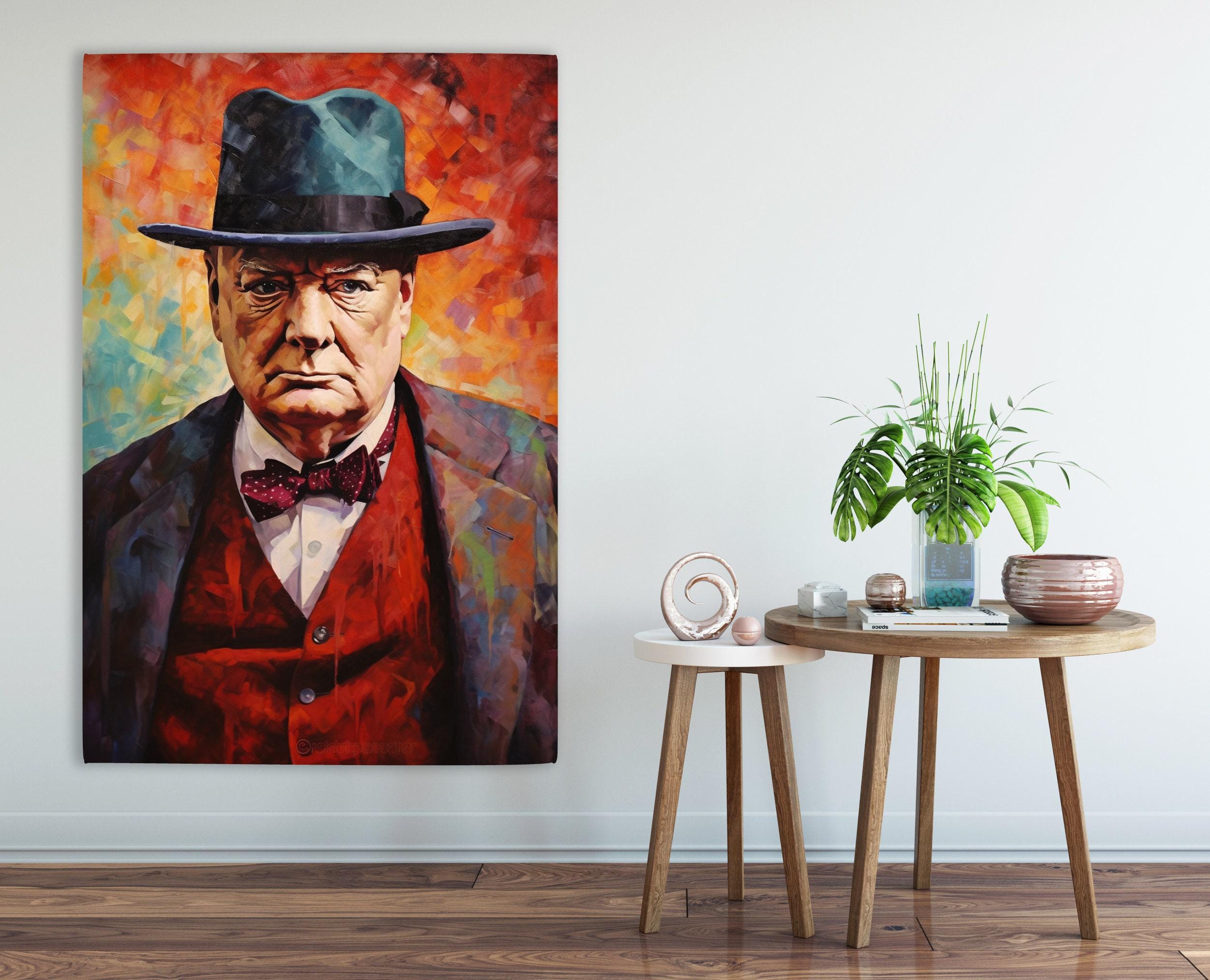 Winston Churchill Canvas – Gallery Wrapped Large Canvas Print, Ready to Hang Wall Art