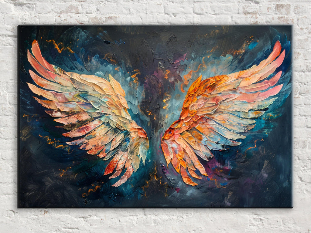 Angel Wings Canvas Print – Heavy Texture Gallery Wrapped Canvas Wall Art, Ready to Hang