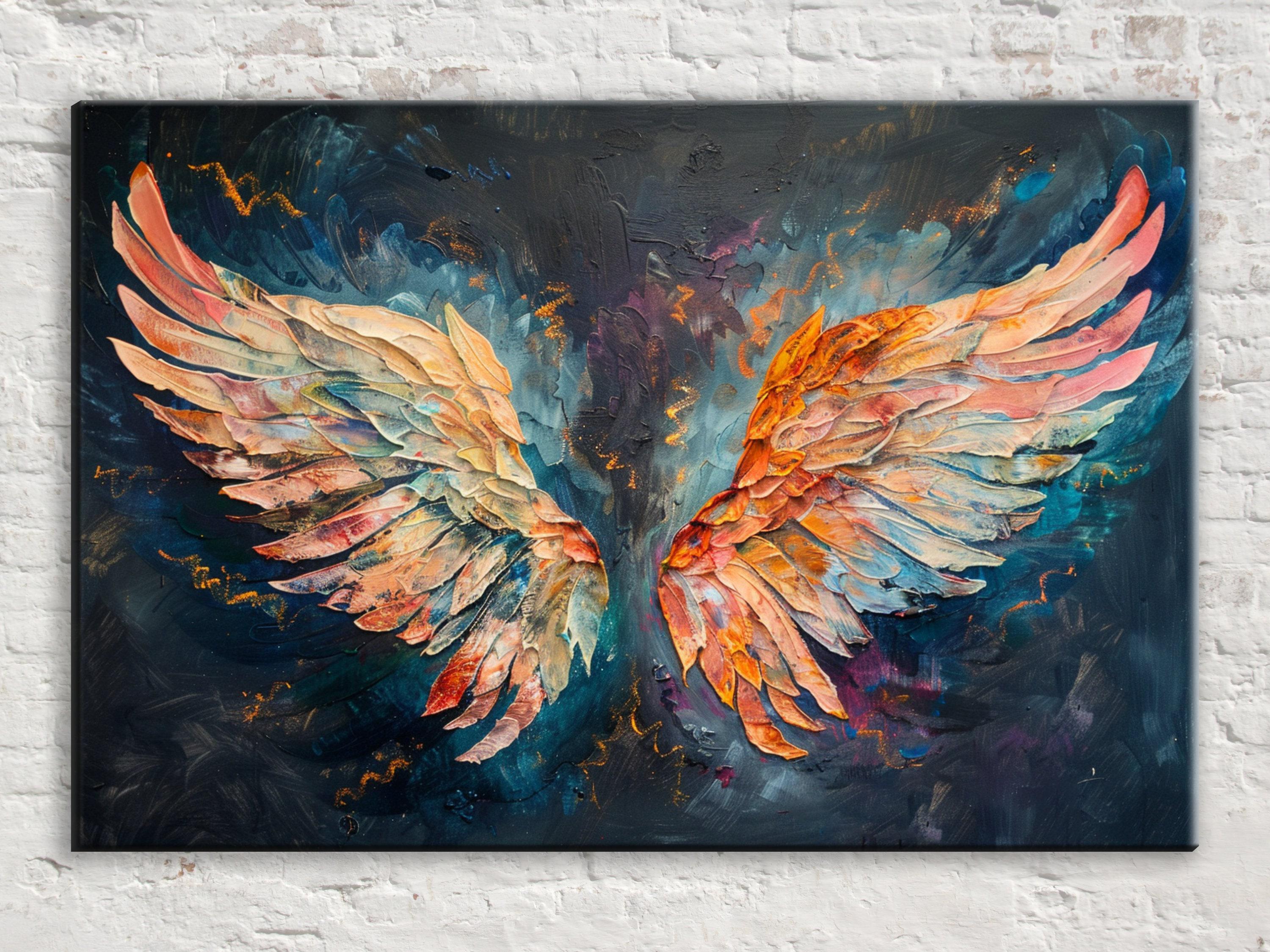 Angel Wings Canvas Print – Heavy Texture Gallery Wrapped Canvas Wall Art, Ready to Hang