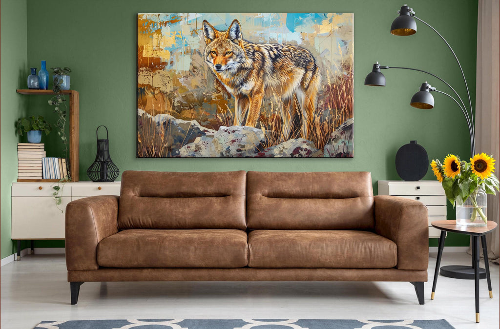 Rustic Coyote Wall Art – Large Southwest Canvas Print | Ready to Hang, Fade Resistant
