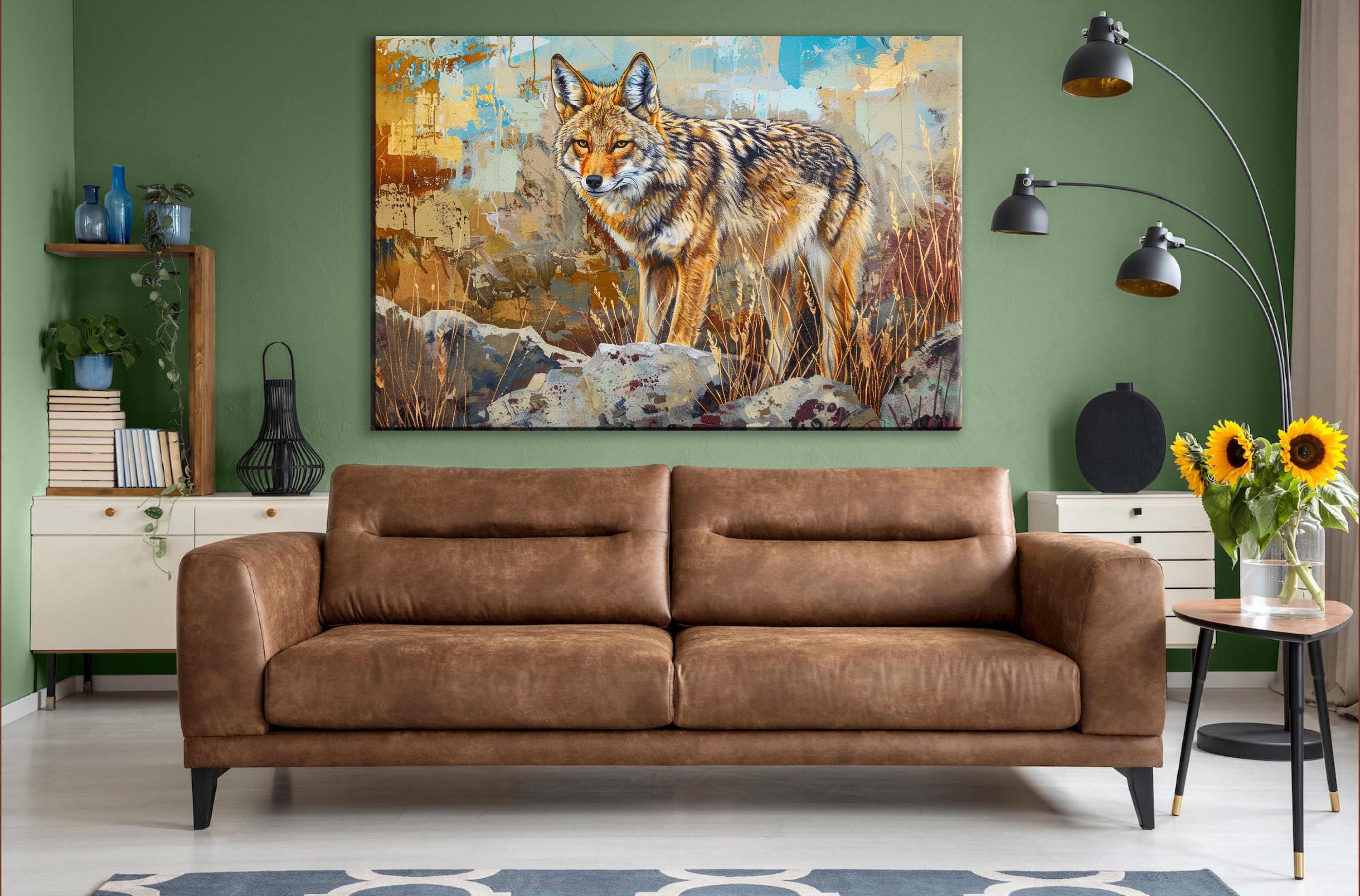 Rustic Coyote Wall Art – Large Southwest Canvas Print | Ready to Hang, Fade Resistant