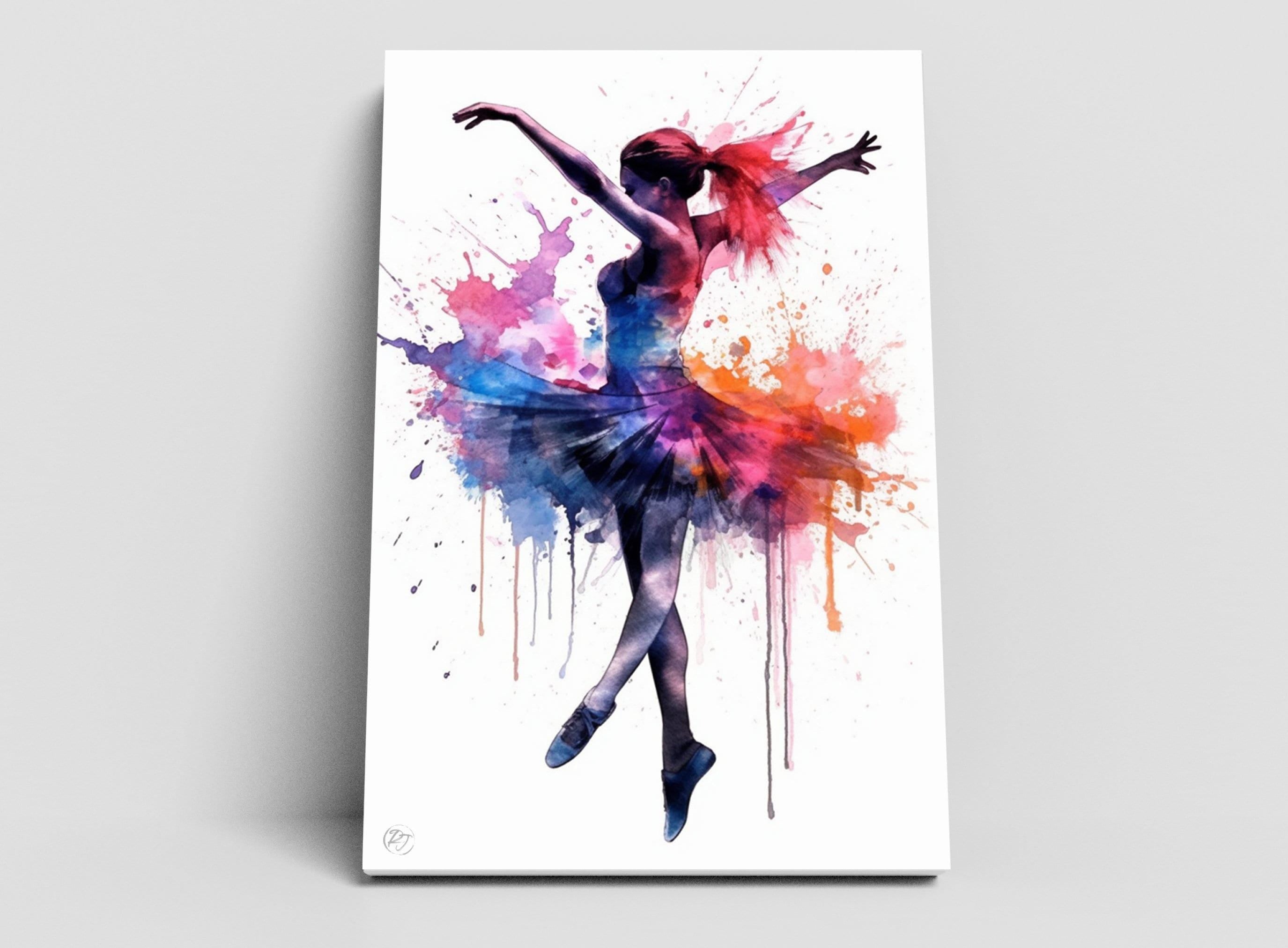 Elegant Ballerina Dancer: Watercolor Wall Art Print, Giclee Print on Canvas, Artist Paper, Watercolor Paper, Available in Extra Large Sizes
