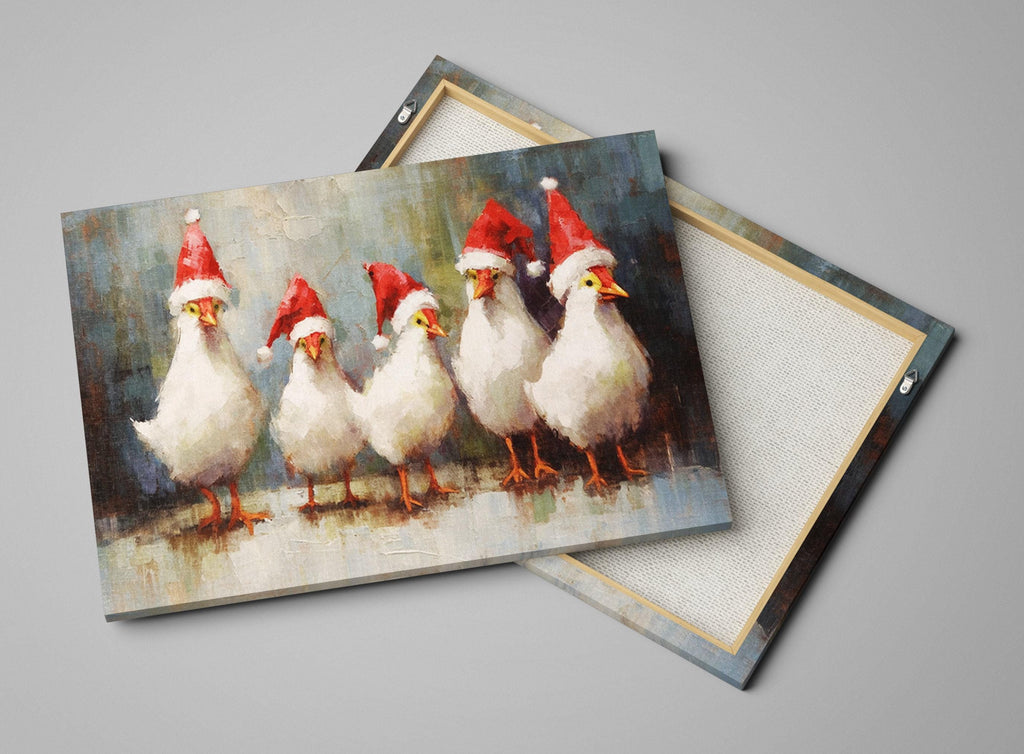 Holiday Chicken Canvas – Festive Farm Decor | Extra Large Gallery Wrapped Print