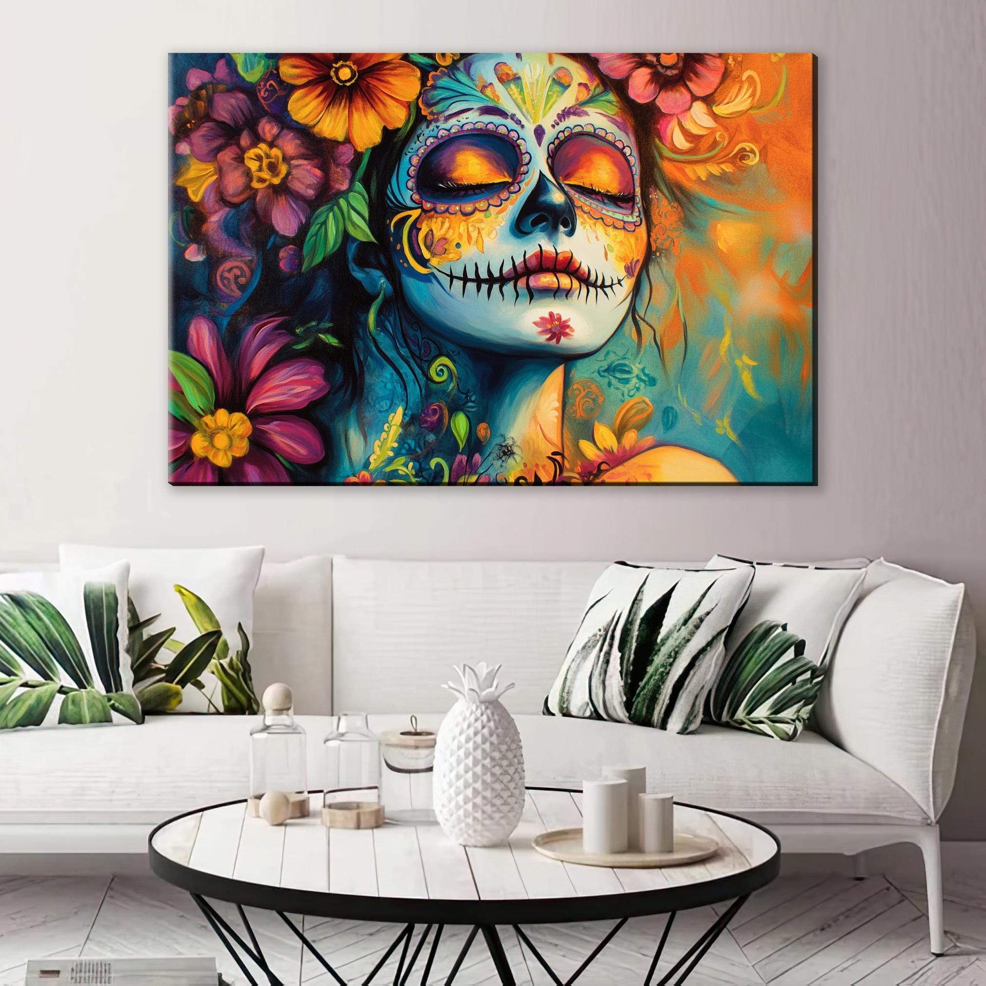 Day of the Dead Canvas – Extra Large Wall Art | Framed Canvas Print, Vibrant Mexican Decor