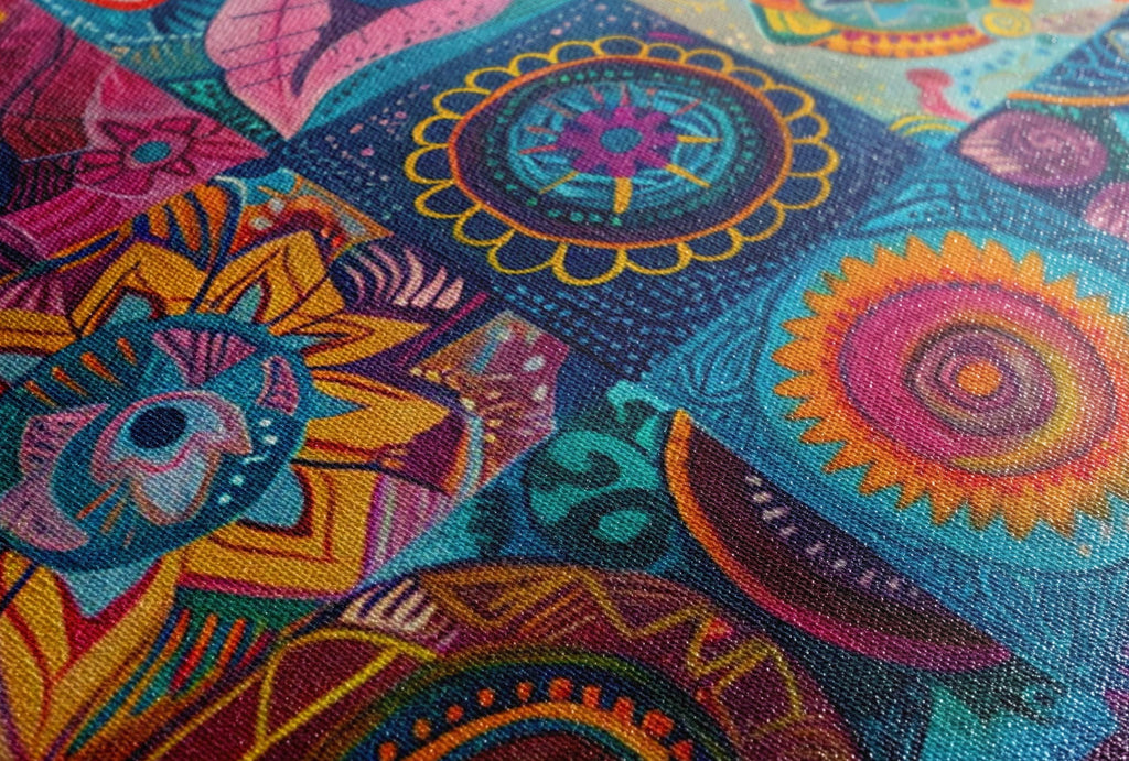 Boho Wall Art - Vibrant Bohemian Canvas Print | Extra Large Quilt Style Art