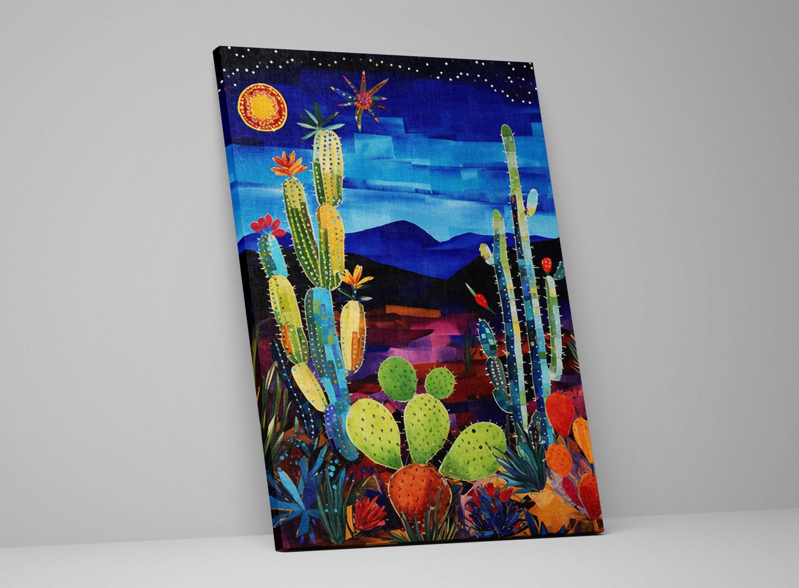 Desert Night Wall Art – Southwest Landscape Canvas | Gallery Wrapped, Extra Large