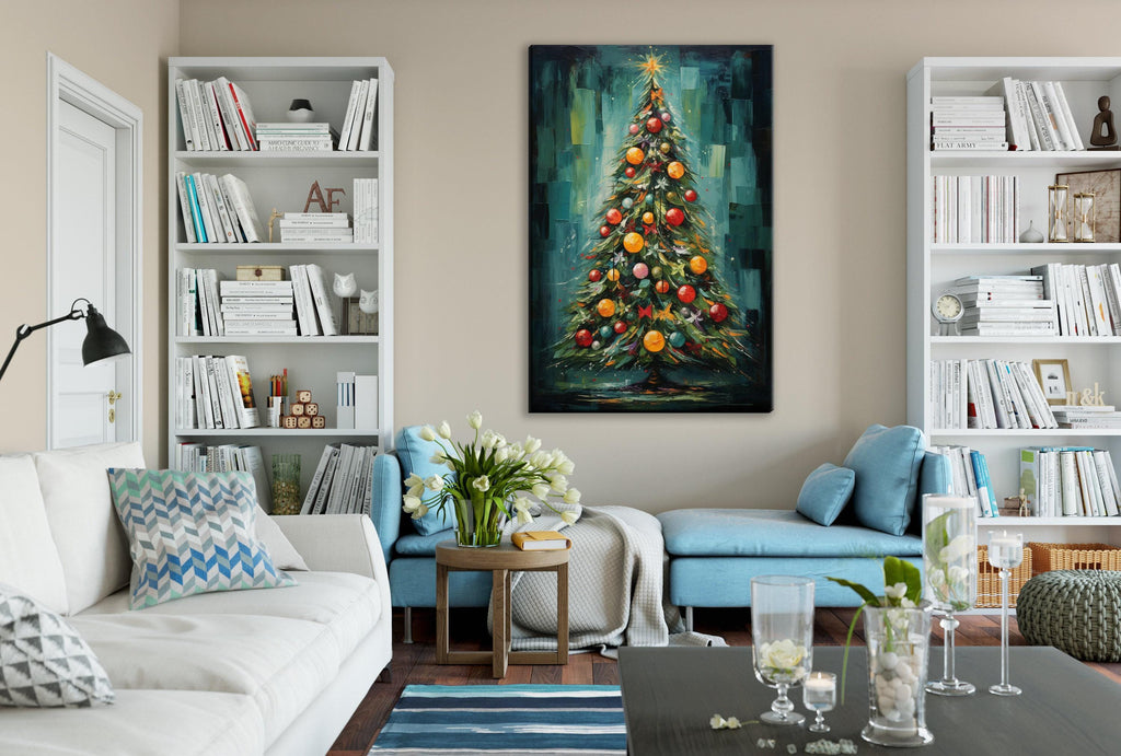 Bohemian Christmas Tree Art - Extra Large Canvas Print | Ready to Hang Gallery Wrapped