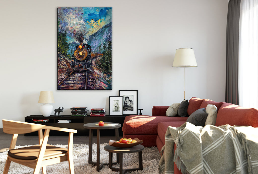 Railroad Engine Canvas - Large Locomotive Wall Art | Gallery Wrapped, Ready to Hang