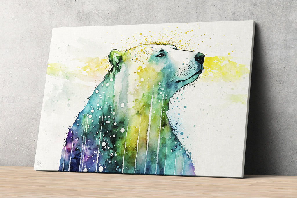 Arctic Beauty: Polar Bear Watercolor Painting, Giclee Print on Canvas, Artist Paper, Watercolor Paper, Available in Extra Large Sizes