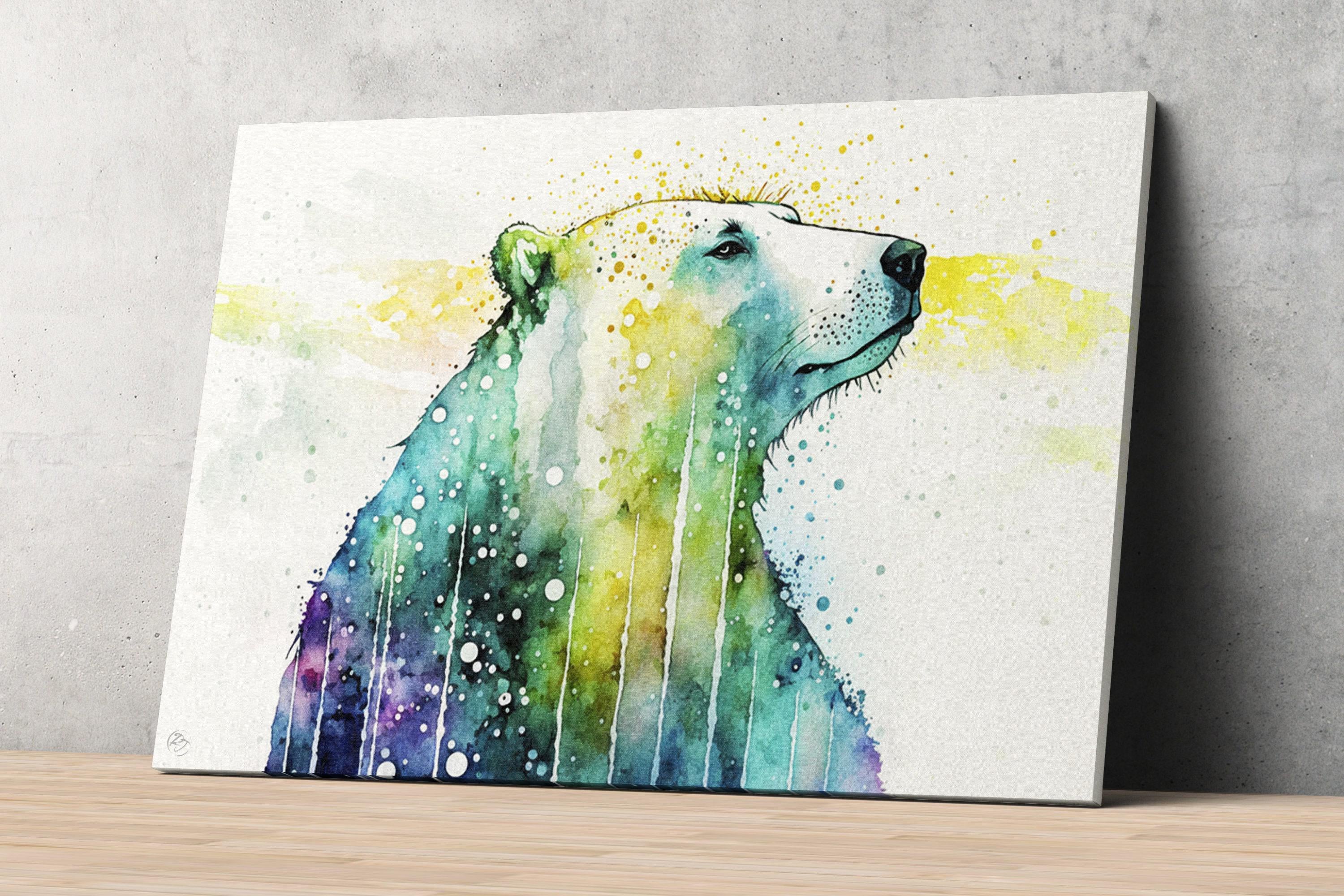Arctic Beauty: Polar Bear Watercolor Painting, Giclee Print on Canvas, Artist Paper, Watercolor Paper, Available in Extra Large Sizes