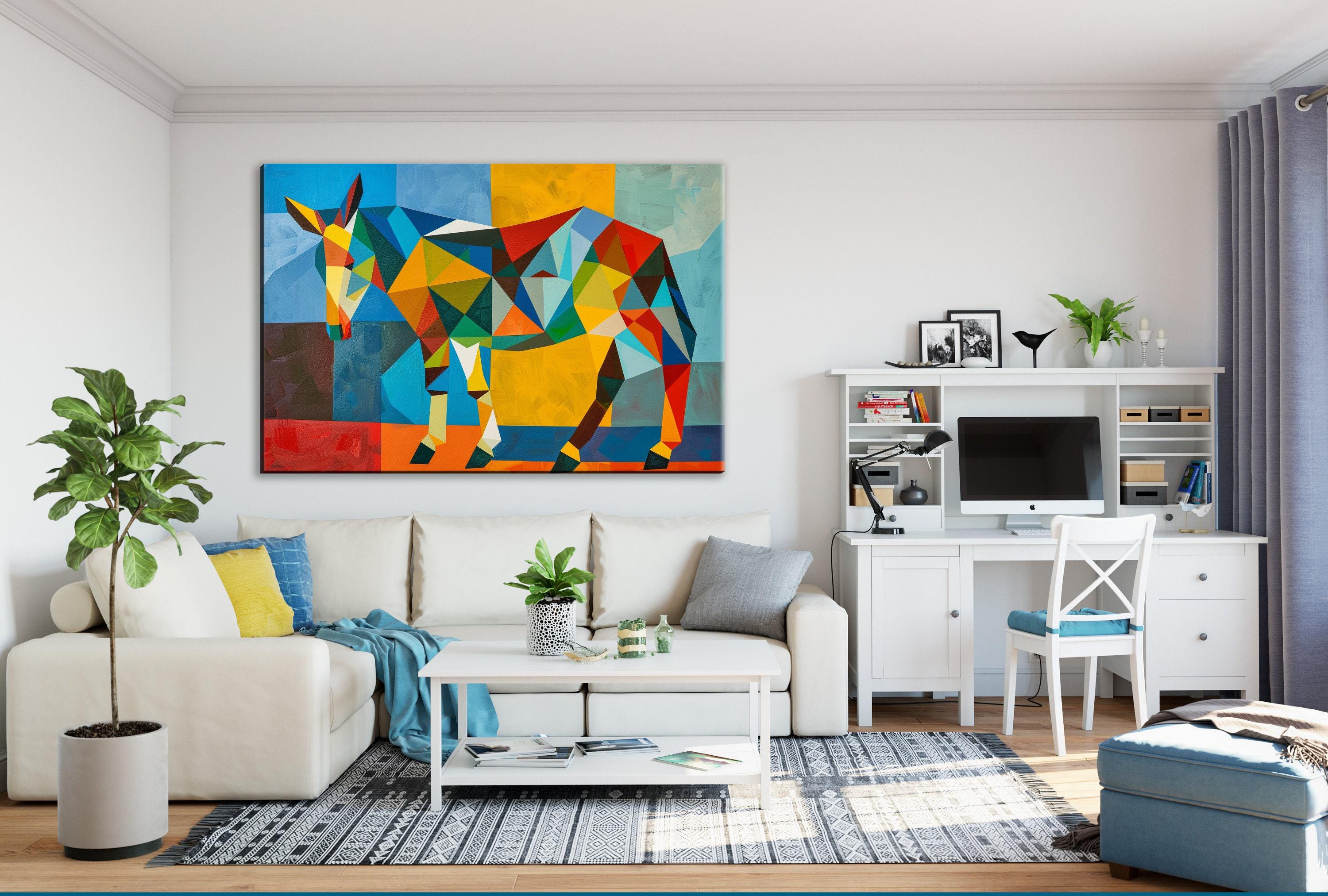 Geometric Donkey Art - Mid Century Modern Large Canvas Art | Ready to Hang Gallery Wrapped Canvas