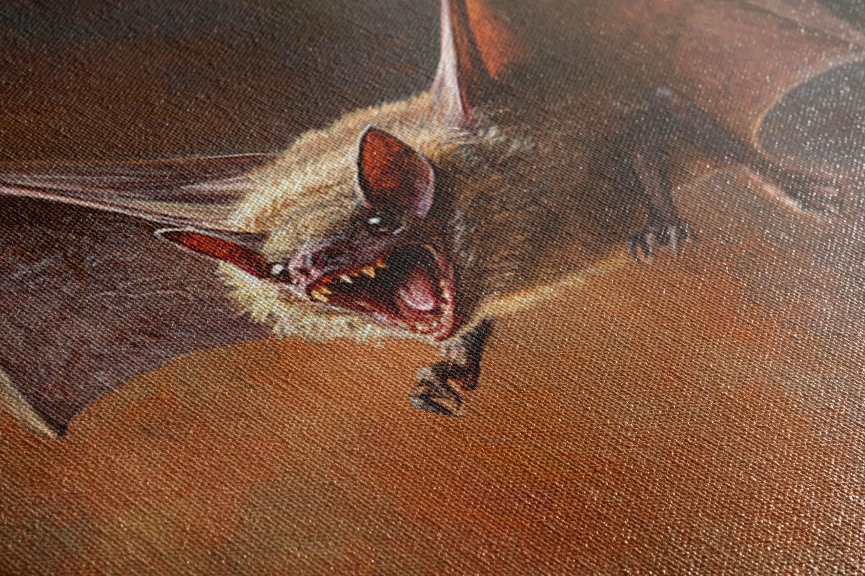 Flying Bat Canvas | Dark Academia Art - Extra Large Framed Wall Art, Ready to Hang
