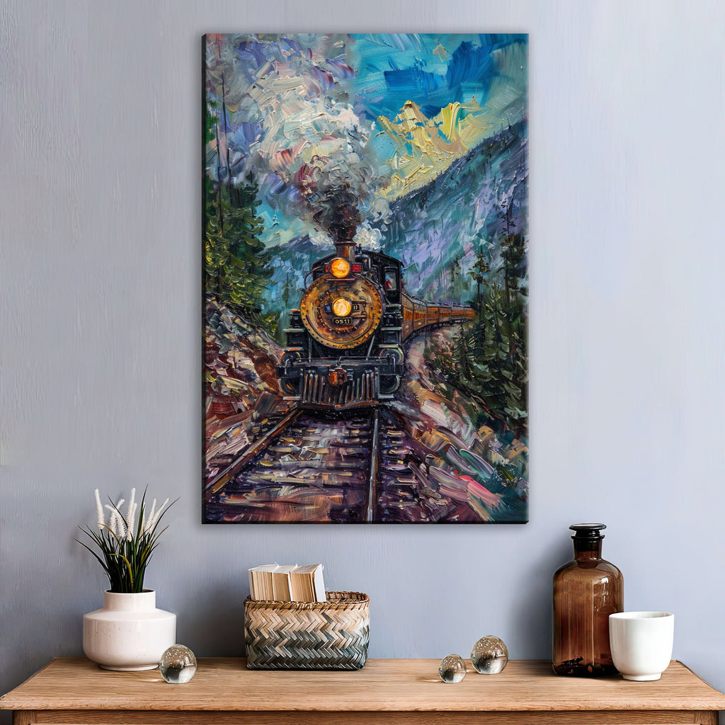 Railroad Engine Canvas - Large Locomotive Wall Art | Gallery Wrapped, Ready to Hang