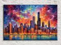 Chicago Skyline Canvas - Modern Cityscape Wall Art | Large Vibrant Canvas