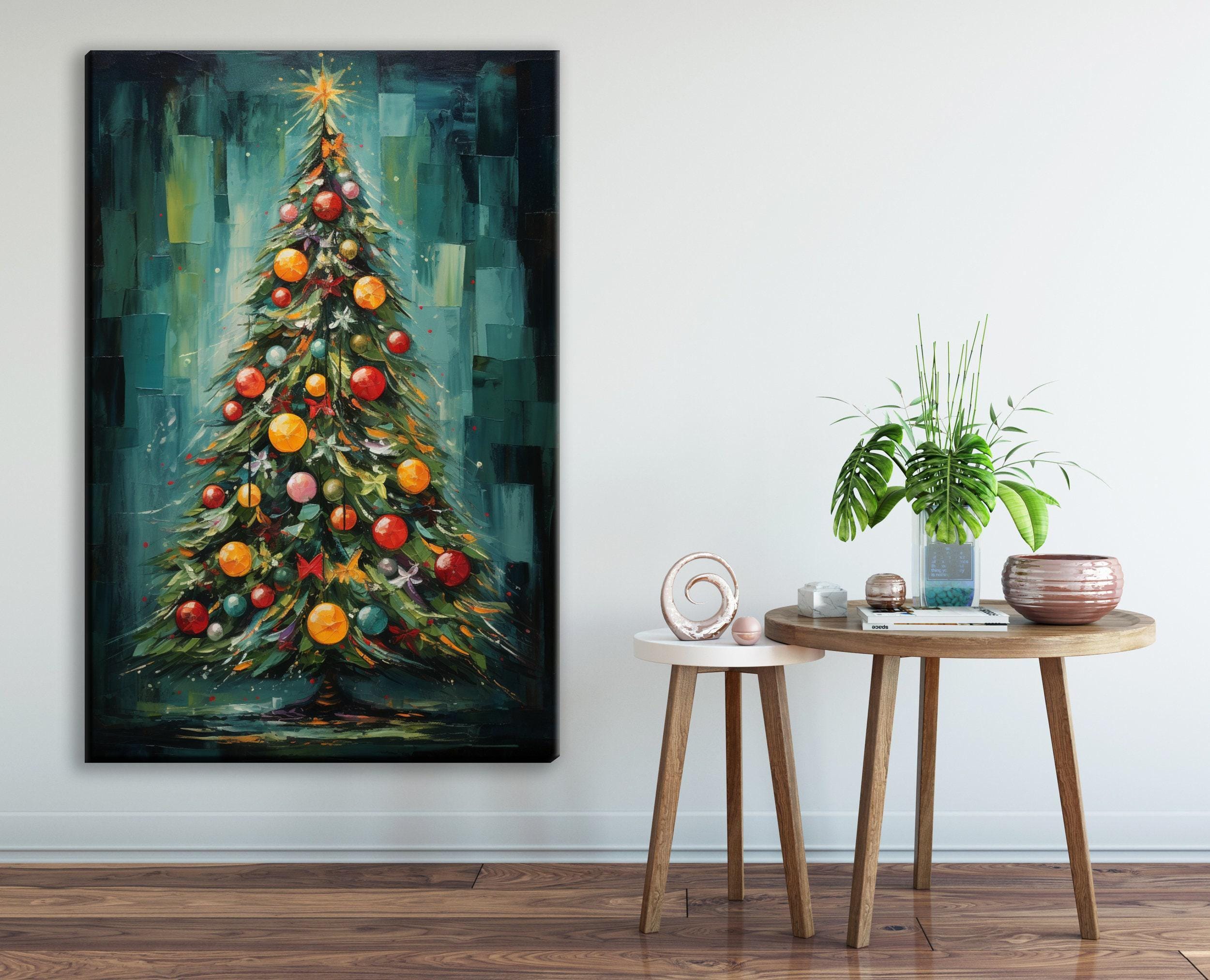Bohemian Christmas Tree Art - Extra Large Canvas Print | Ready to Hang Gallery Wrapped