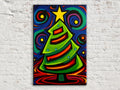 Cubist Christmas Tree Art - Gallery Wrapped Canvas with Scratch Resistant Frame