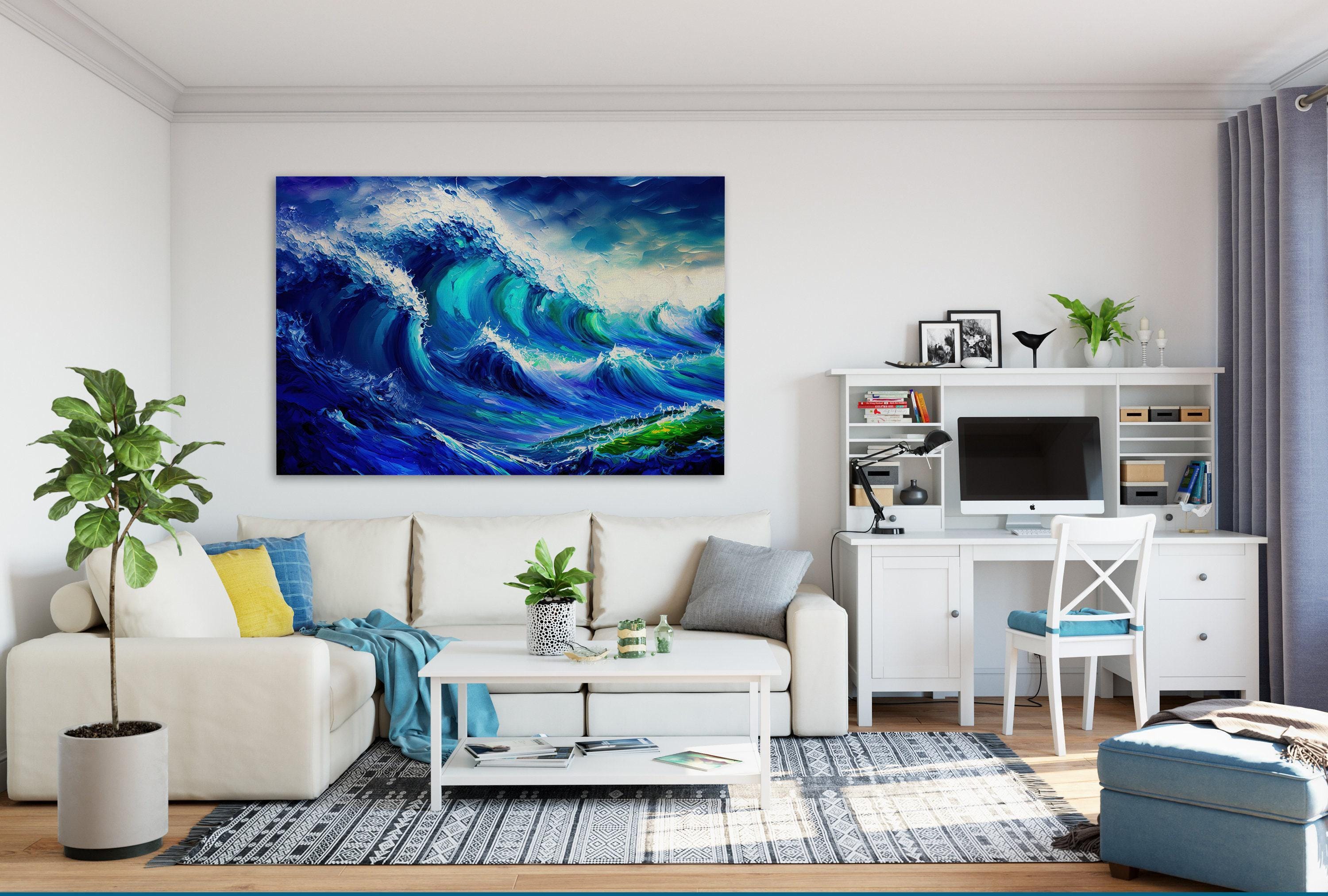 Blue Ocean Wave Canvas – Vibrant Wave Artwork | Nautical Home Decor