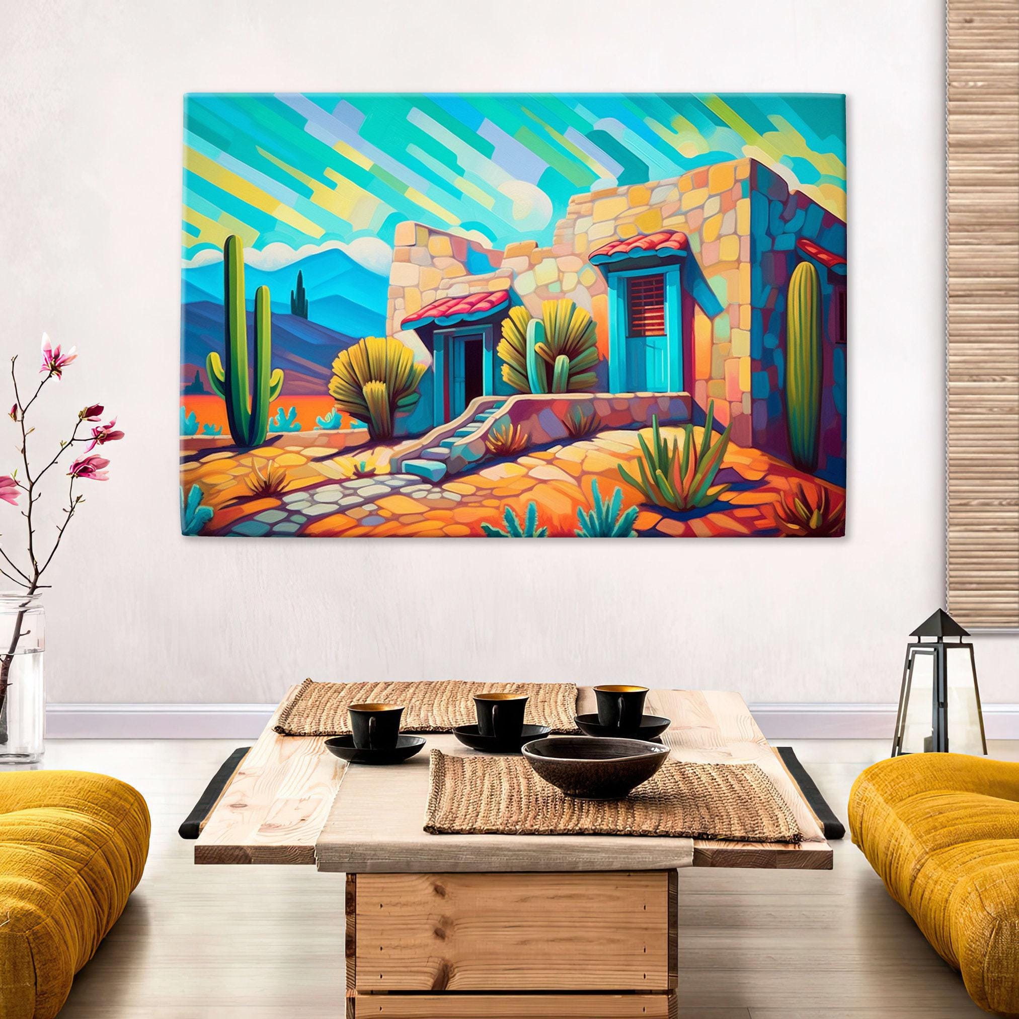 Spanish Adobe Canvas | Large Gallery Wrapped Canvas - Southwestern Decor Art