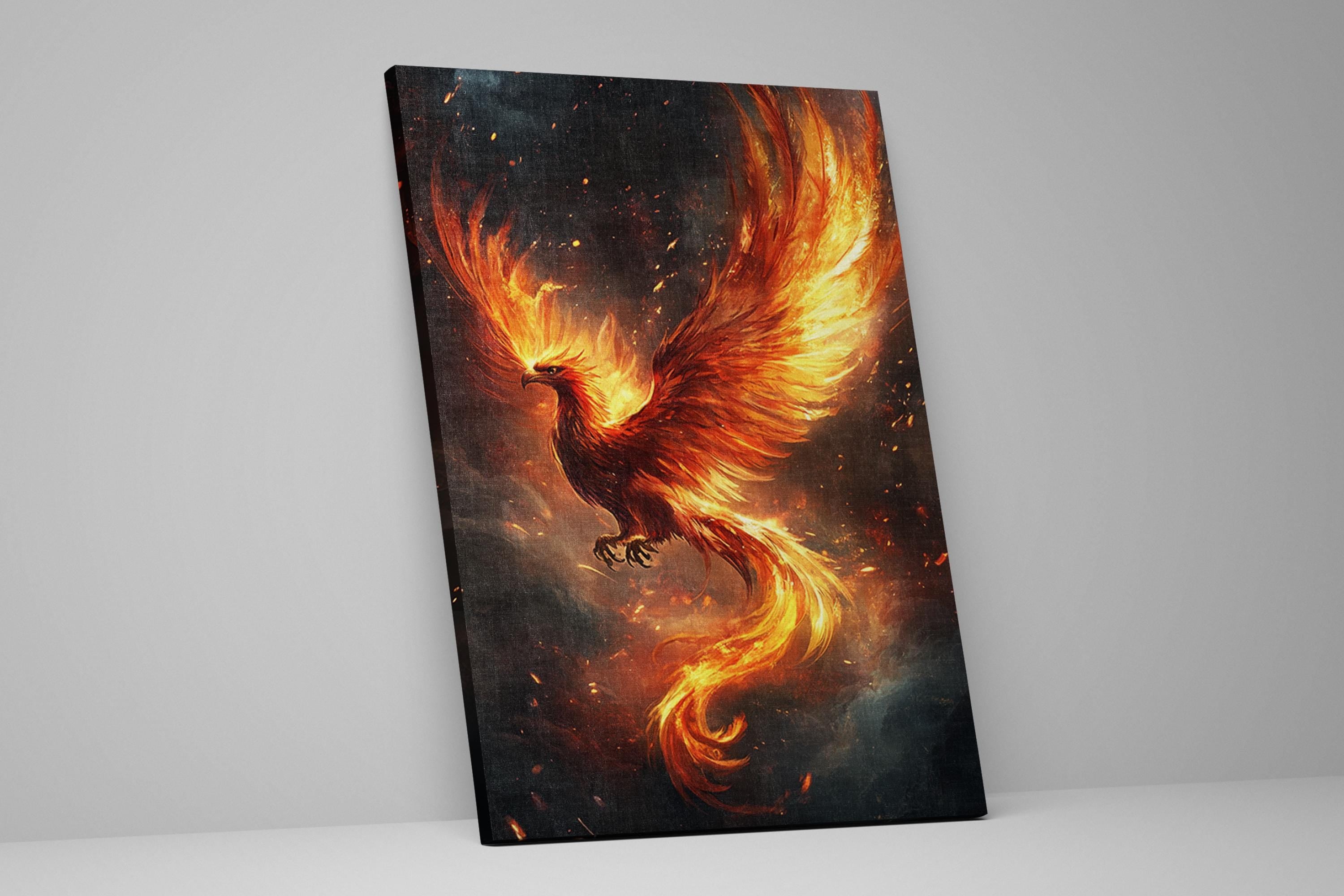 a painting of a bird flying in the sky