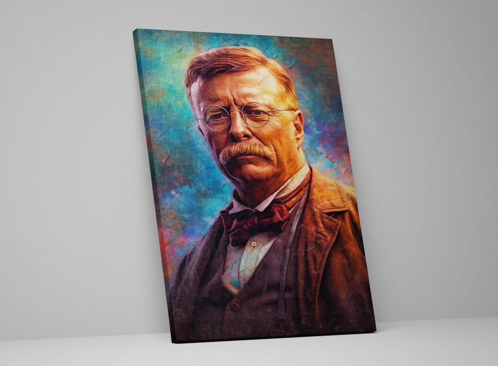 Theodore Roosevelt Art | Historical Wall Art Canvas Print With Acid Free Ink & Wood Frame