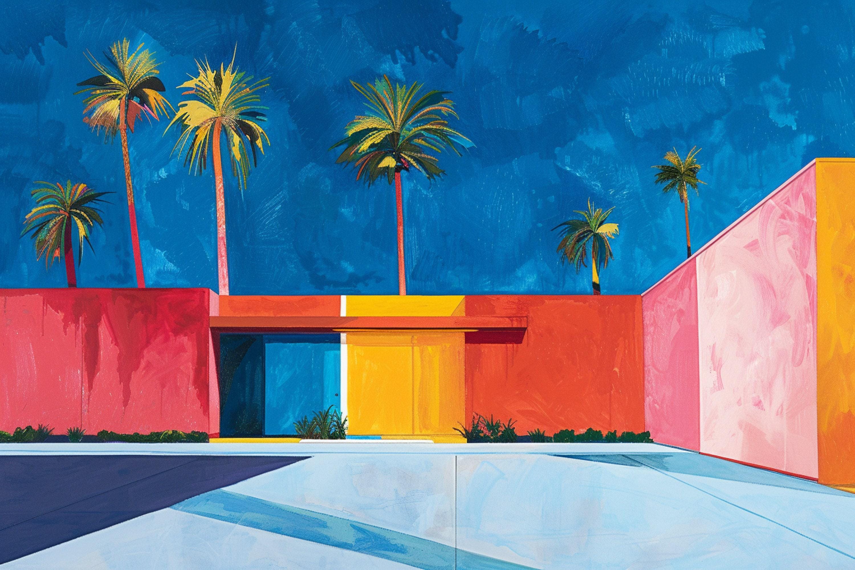 Minimalist Palm Springs Art - Modern Desert Canvas Print | Large Gallery Wrapped