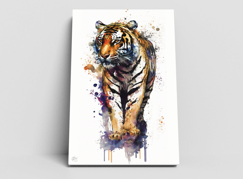 Majestic Tiger: Watercolor Tiger Wall Art Print, Giclee Print on Canvas, Artist Paper, Watercolor Paper, Available in Extra Large Sizes
