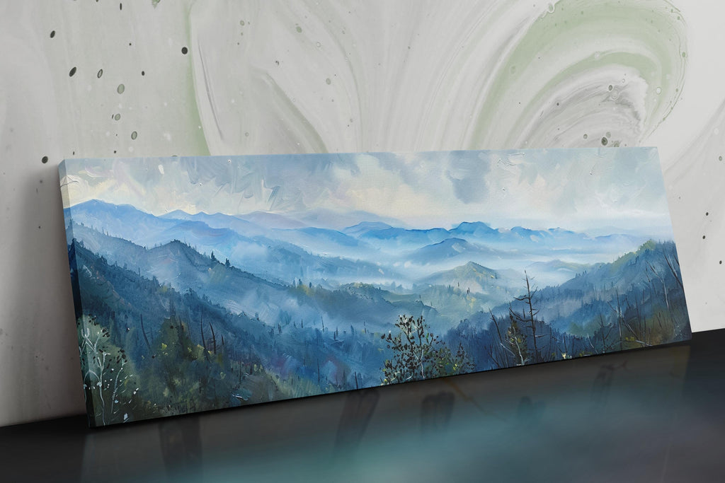 Smoky Mountains Wall Art - Panoramic Framed Canvas, Ready to Hang, Extra Large Landscape Print
