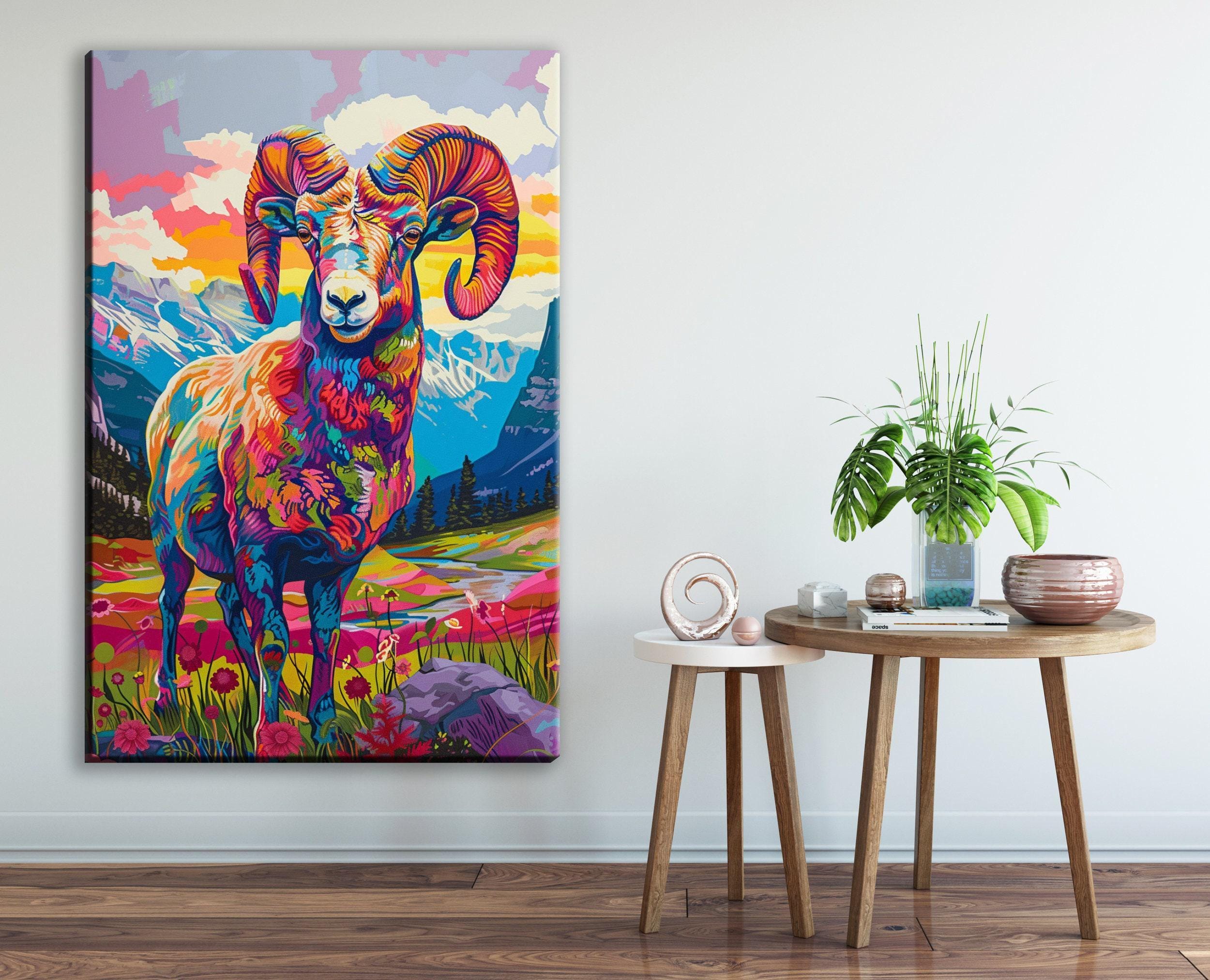 Bighorn Sheep Print - Southwest Art Print | Gallery Wrapped Canvas, Nature Wall Decor