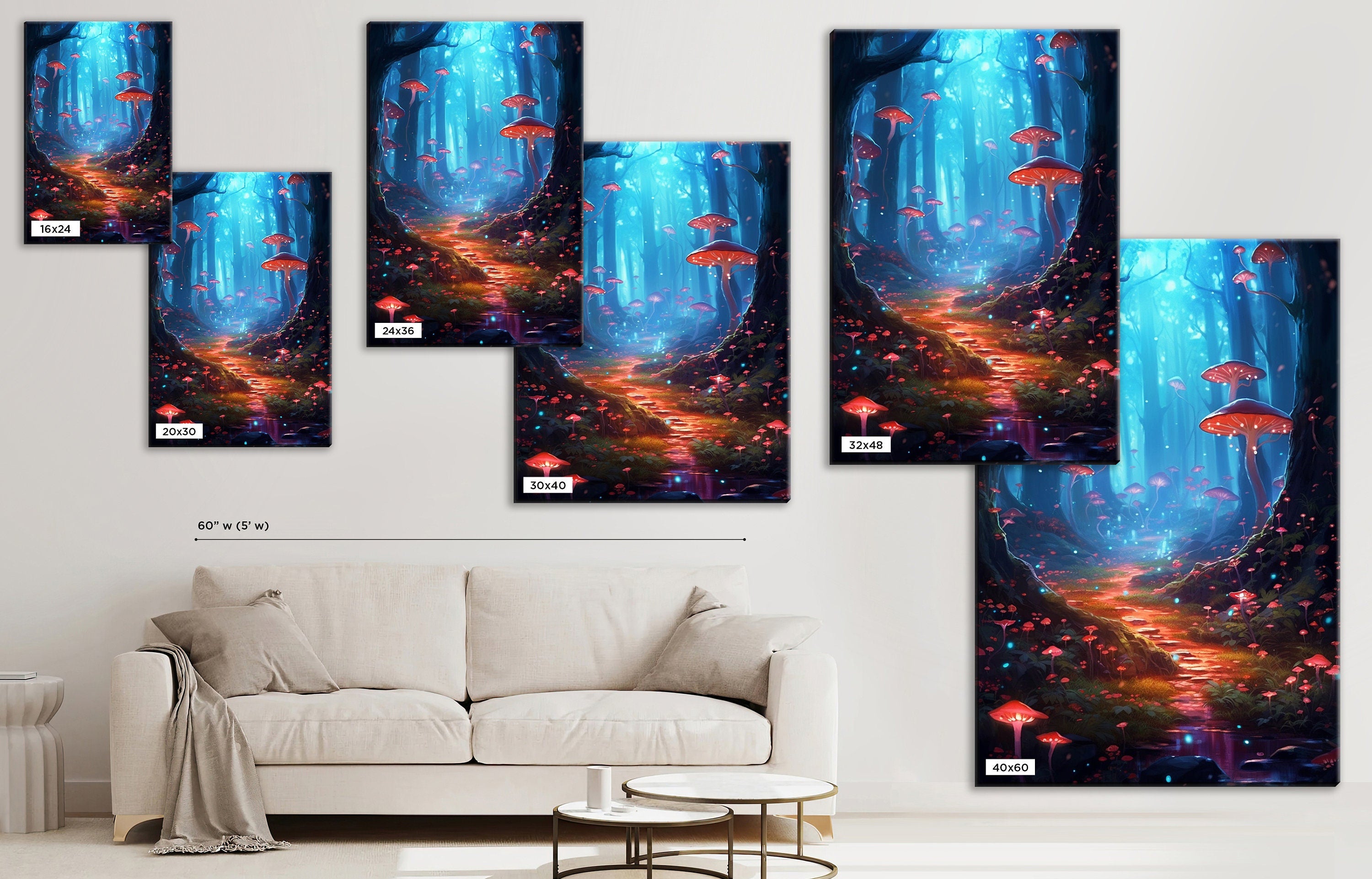 Canvas Wall Art – Enchanted Forest Print on Gallery Wrapped Canvas, Extra Large