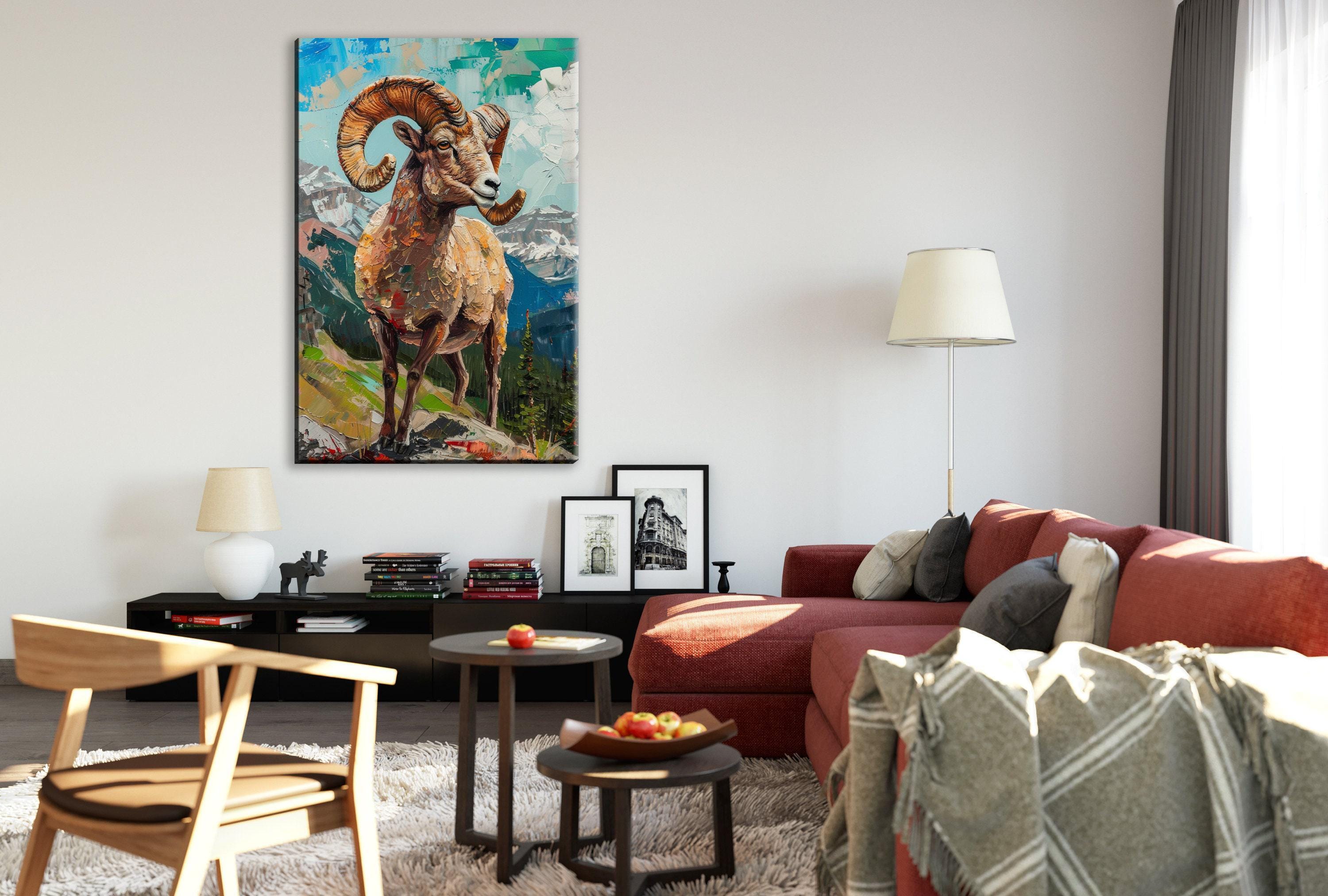 Bighorn Sheep Art – Extra Large Gallery Wrapped Canvas | Rugged Mountain Wildlife Wall Decor