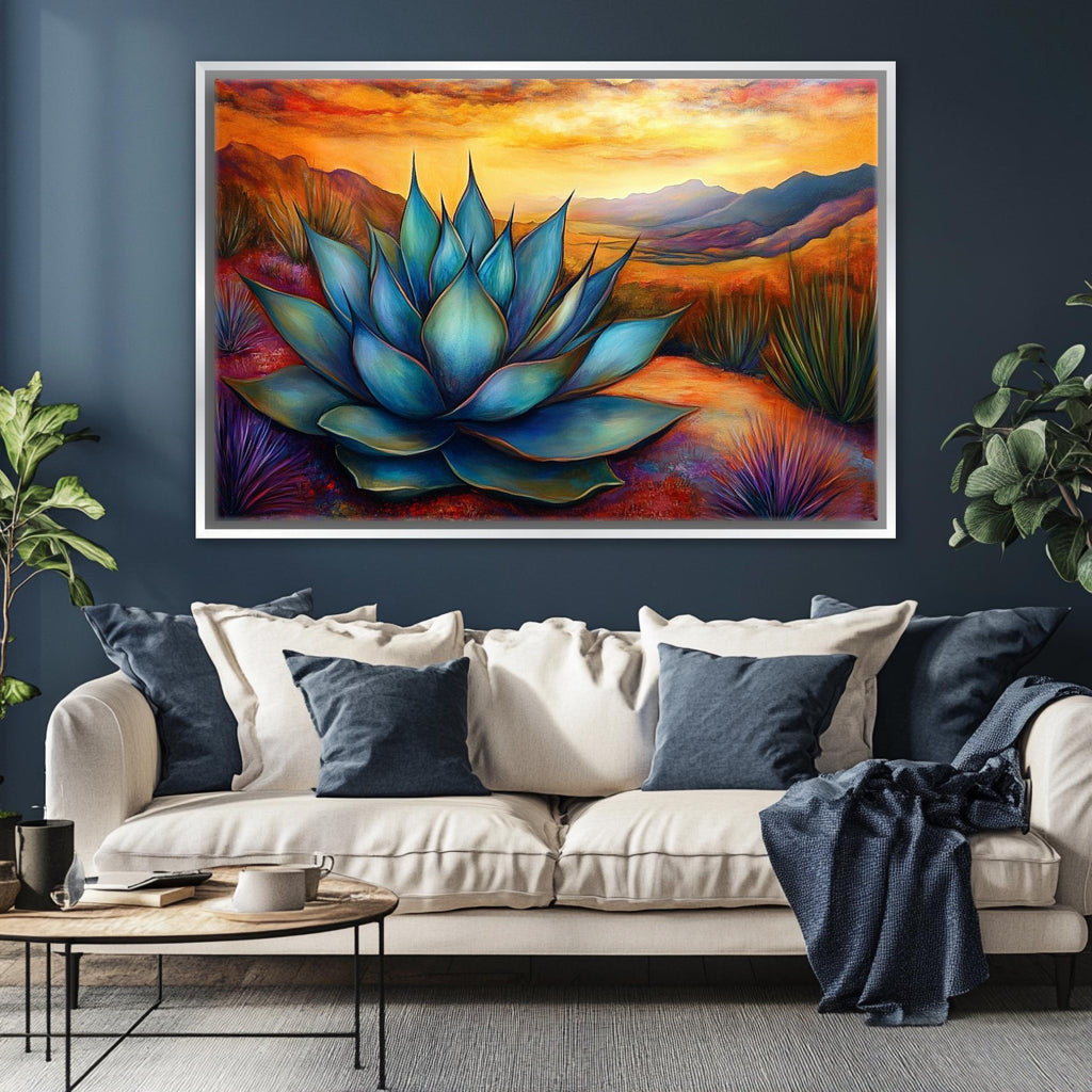 Succulent Agave Canvas | Extra Large Wall Art - Framed Succulent Art, Ready to Hang