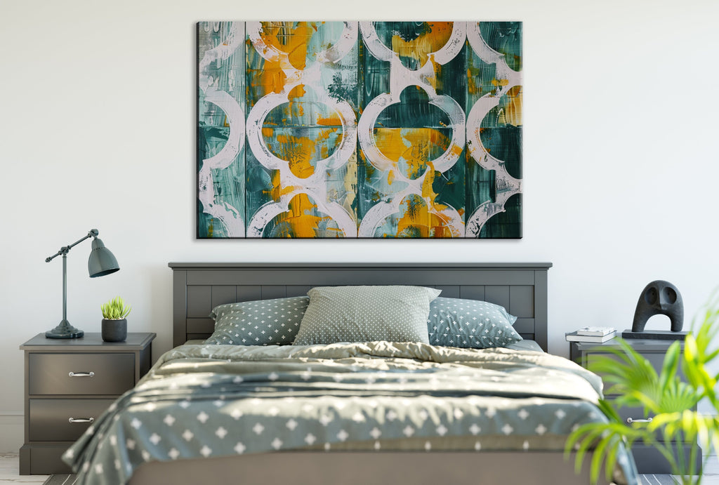 Farmhouse Wall Art - Modern Rustic Canvas | Yellow Green Wood Texture Print