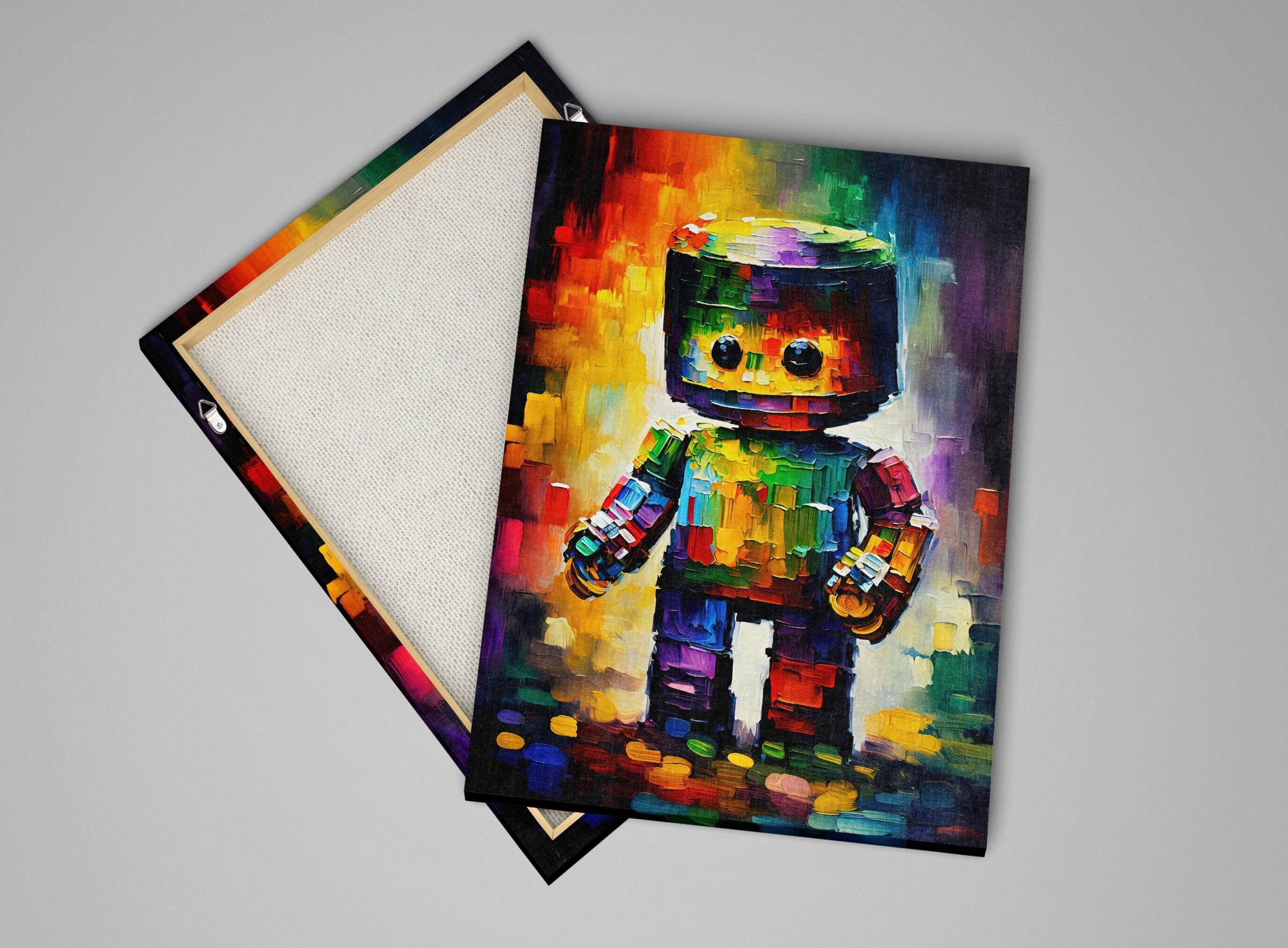 Cute Robot Art - Kids Robot Painting | Whimsical Nursery Room Decor Print