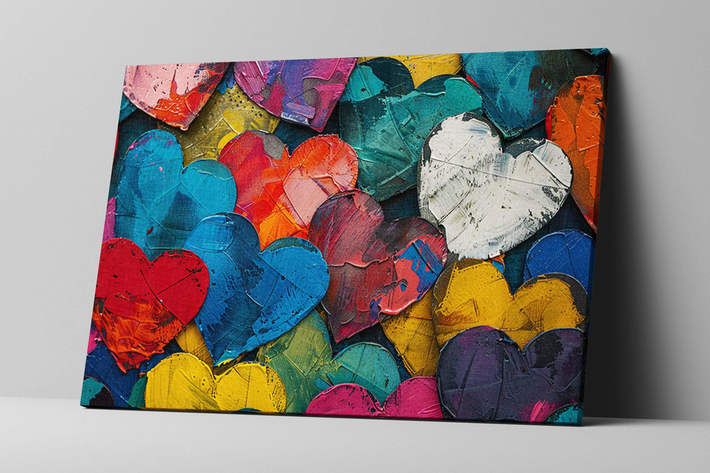 Colorful Heart Canvas - Large Canvas Prints | Vibrant Heart Painting, Ready to Hang Art