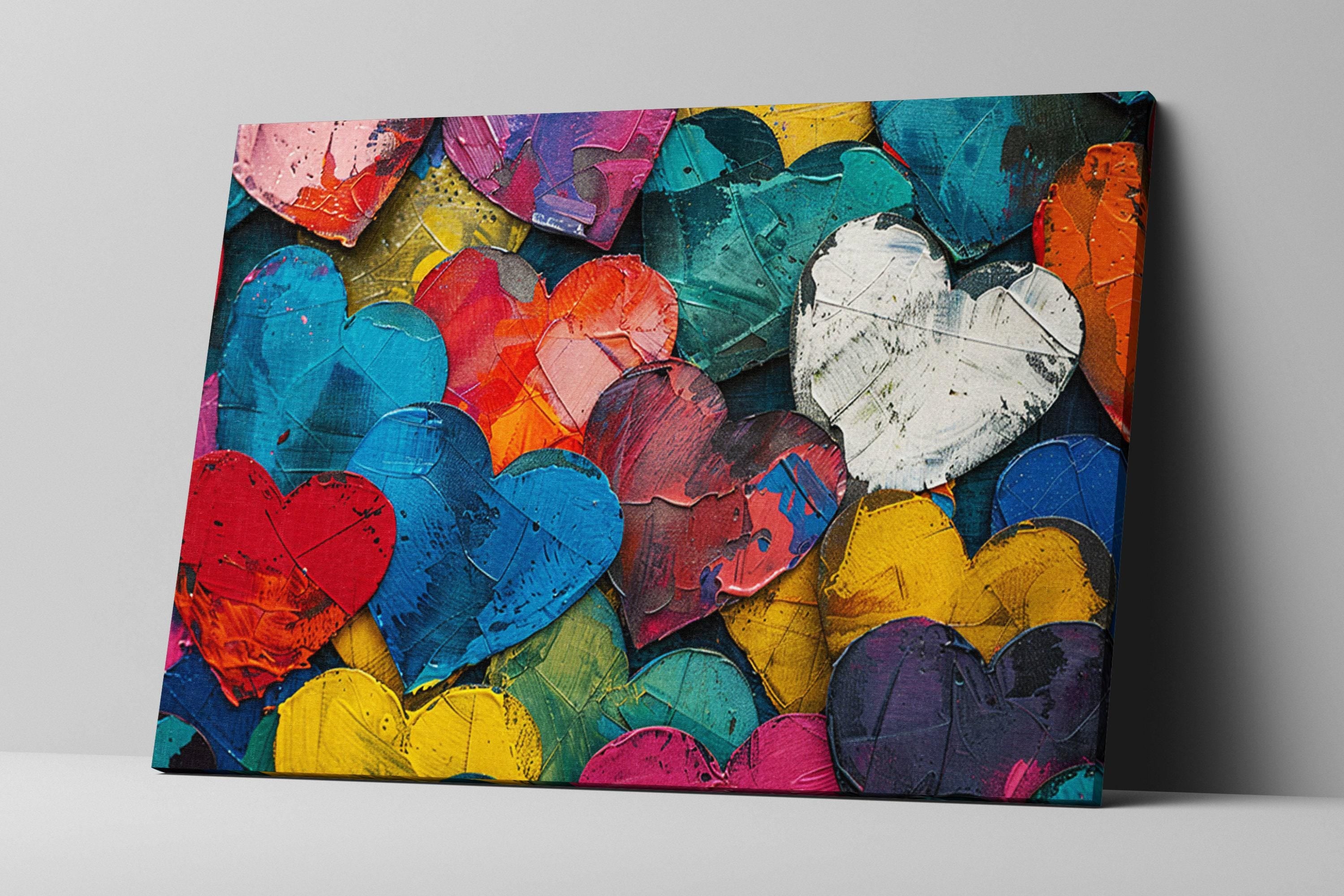 Colorful Heart Canvas - Large Canvas Prints | Vibrant Heart Painting, Ready to Hang Art