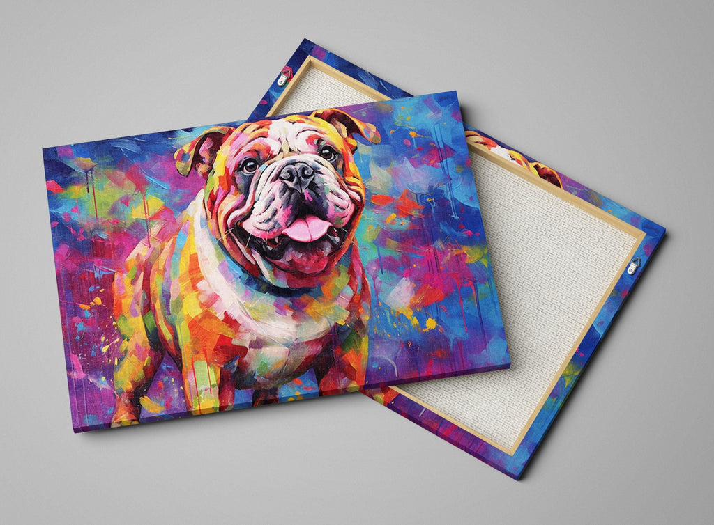 English Bulldog Canvas Art – Colorful Bulldog Wall Art With Fade Resistant Ink